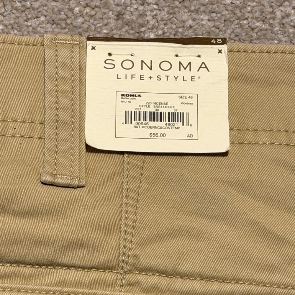 Sonoma Cargo Shorts Mens 48 Tan 100% Cotton Twill Multi-Pocket Casual New